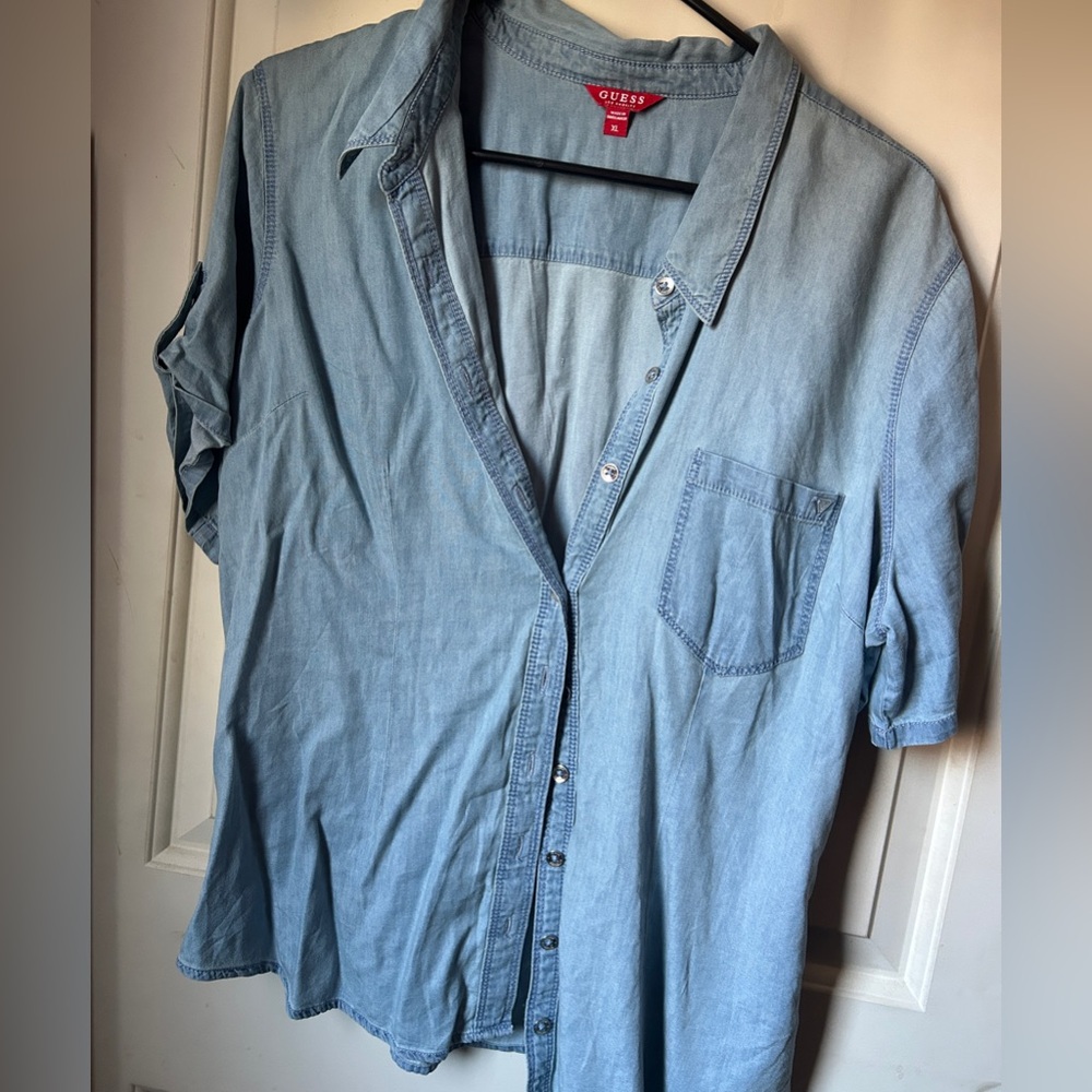 Guess denim short-sleeve button-down shirt